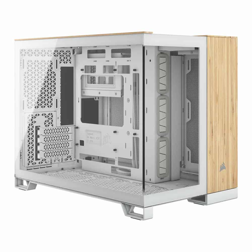 Corsair 2500X White-Bamboo Dual Chamber Tempered Glass Micro ATX PC Case